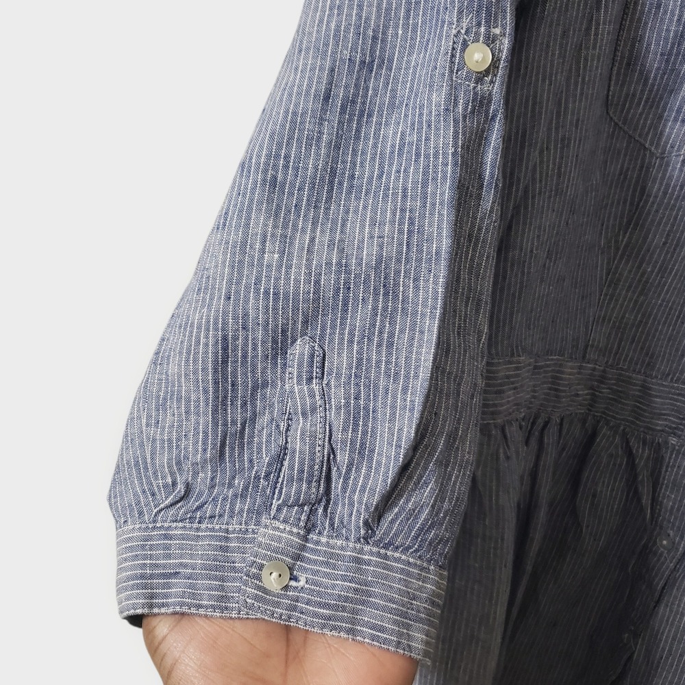 Malvin I Love Linen Blue White Striped Shirt Dress Womens Size M US 8 Pockets - Picture 5 of 13